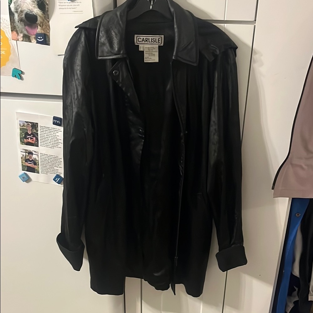 Carlisle Vintage Women's Black Leather look light weight Jacket SZ 6